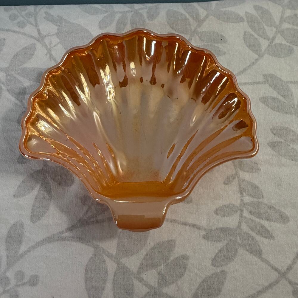Fire-King Peach Lustre Shell Dish Candy Trinket Bowl Vintage Anchor Hocking